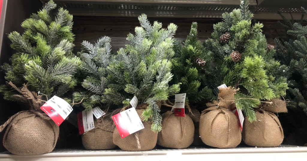 burlap trees at michaels in store