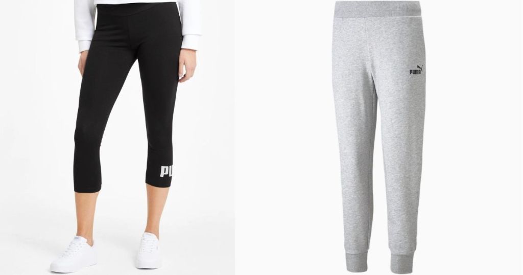 woman wearing puma leggings - gray puma leggings