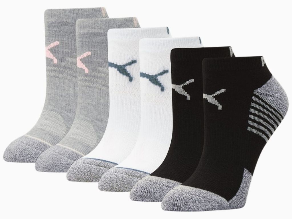 various colored Puma socks