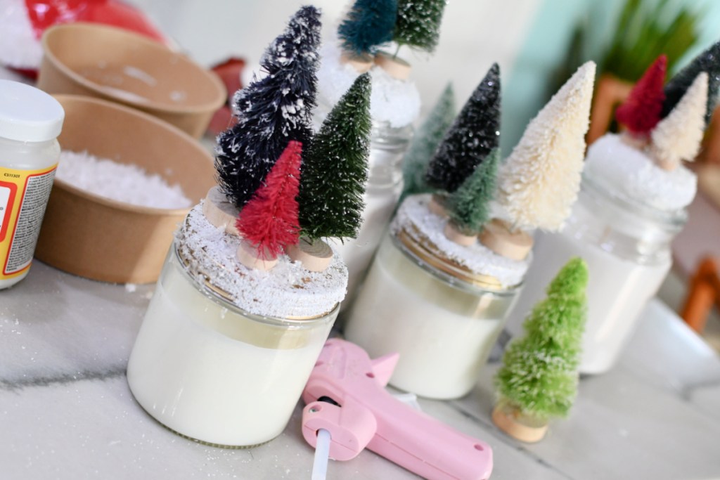 DIY bottle brush tree candles