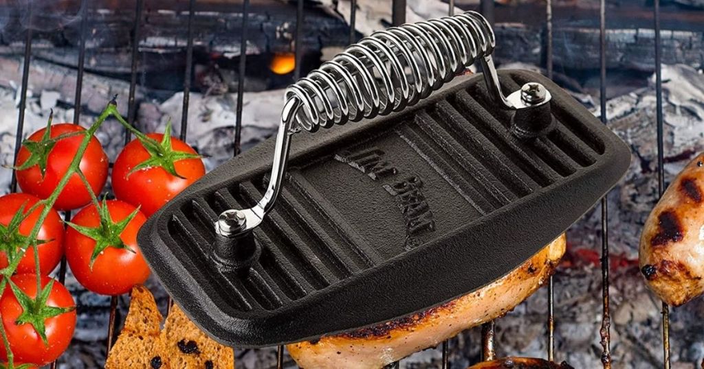 Jim Beam flat bbq press on grill