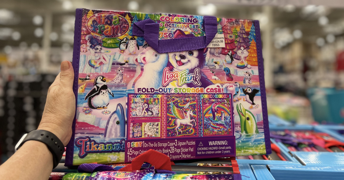 Lisa Frank art kits on display in Costco warehouse