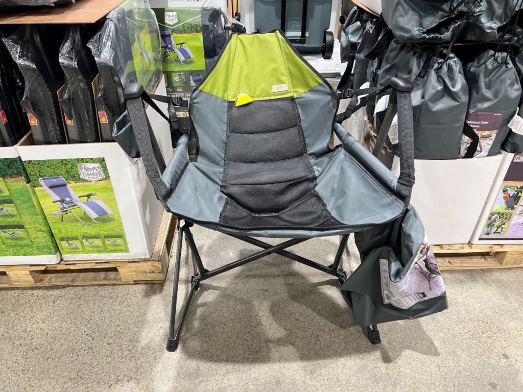 Swinging hammock chair on display at Costco