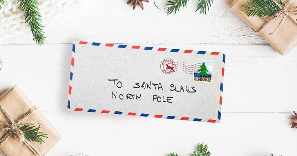 kid's letter to santa with north pole stamp