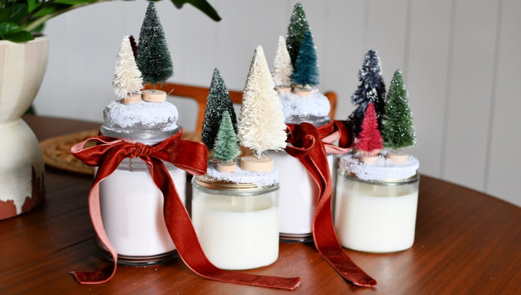 anthropologie inspired bottle brush tree candles