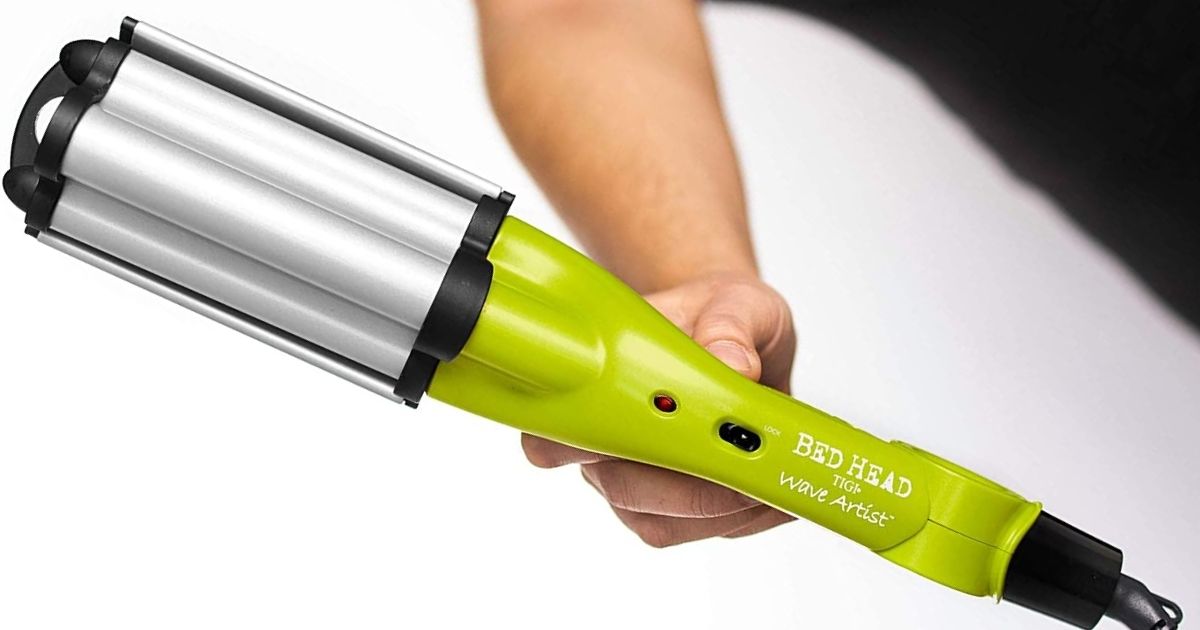 Bed Head hair Waver in Green being held in hand