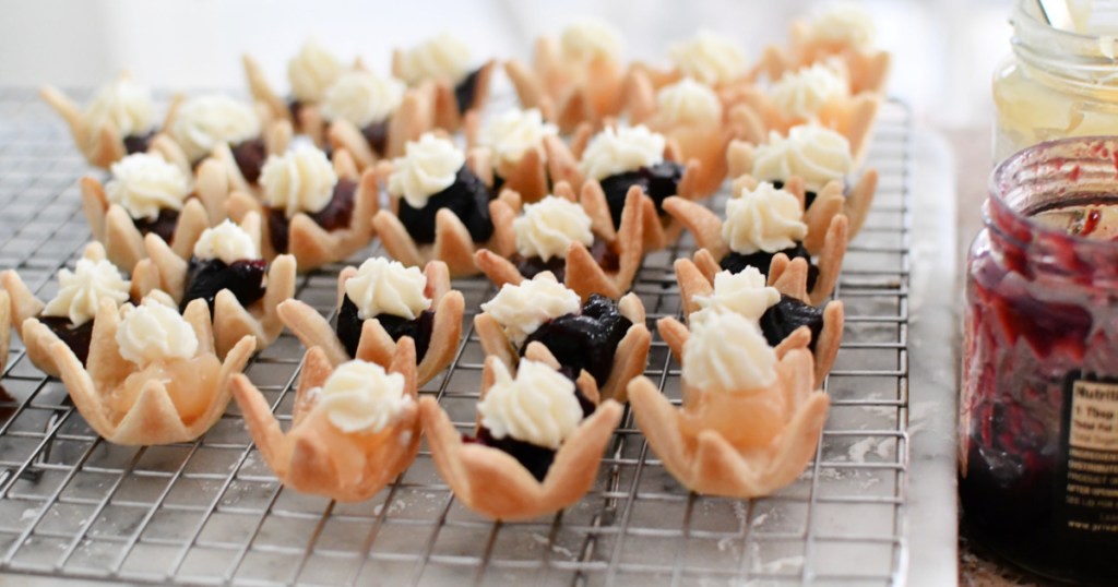 bite size mini tarts on a cooling rack