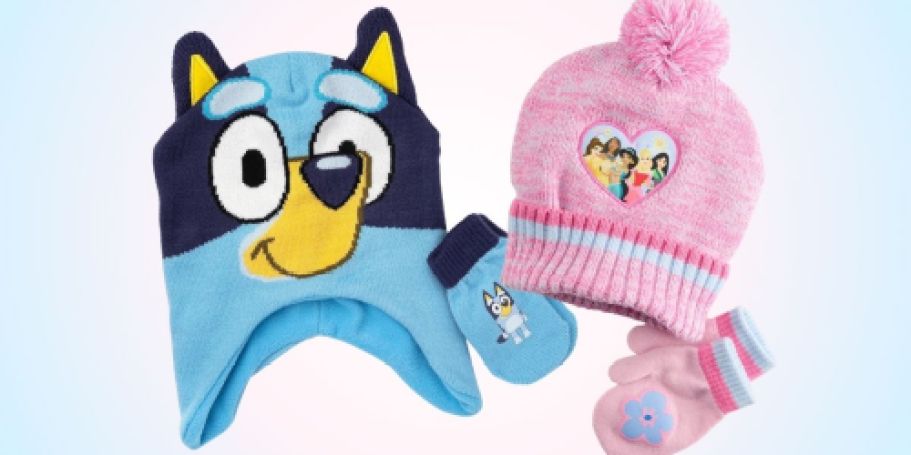 Kids Hat & Mitten Sets from $8 Each on Kohls.online | Bluey, Disney, Barbie, & More