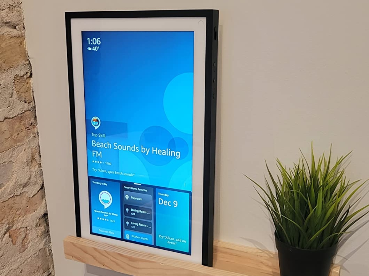 Echo Show in portrait mode on shelf