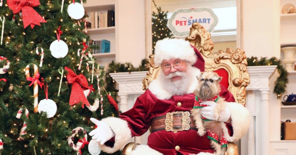 Santa holding a dog