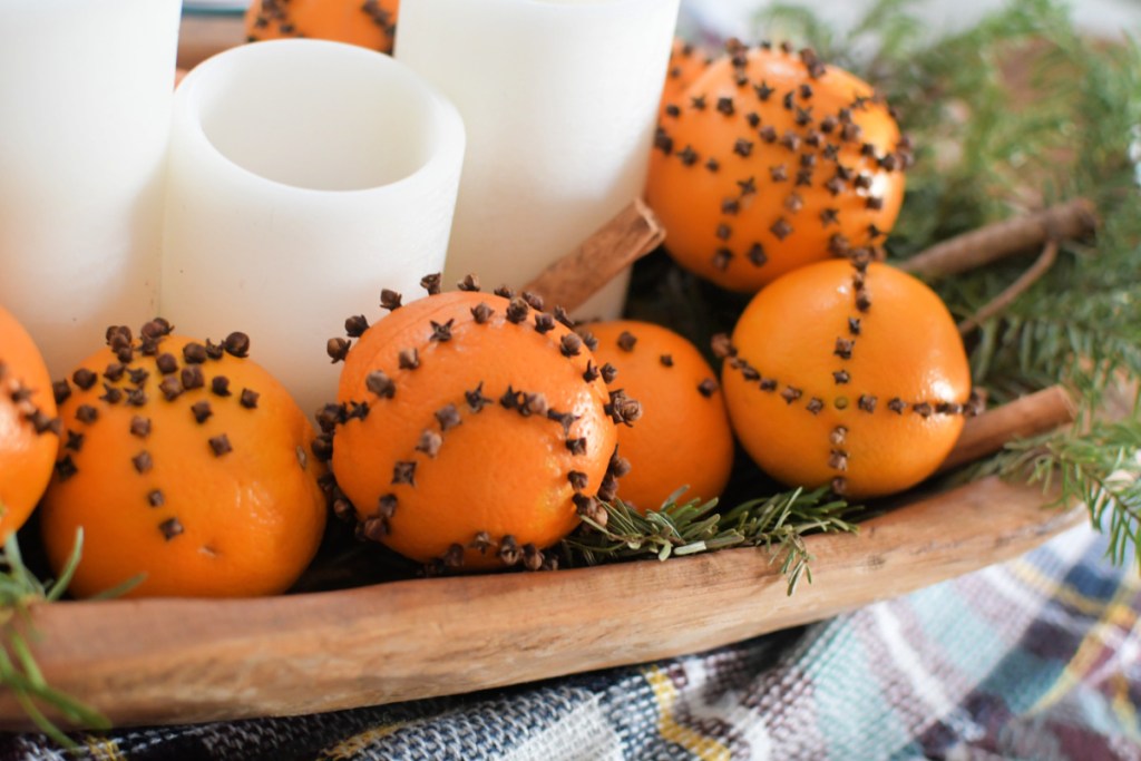 pomander balls in a dough bowl