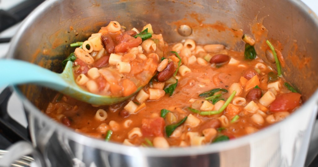 pot with minestrone soup