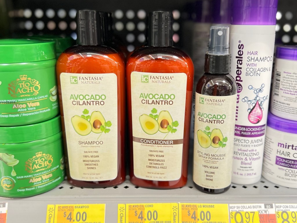 hair care products on store shelf