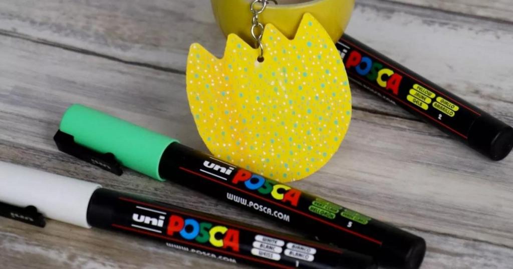 posca paint markers with painted tulip