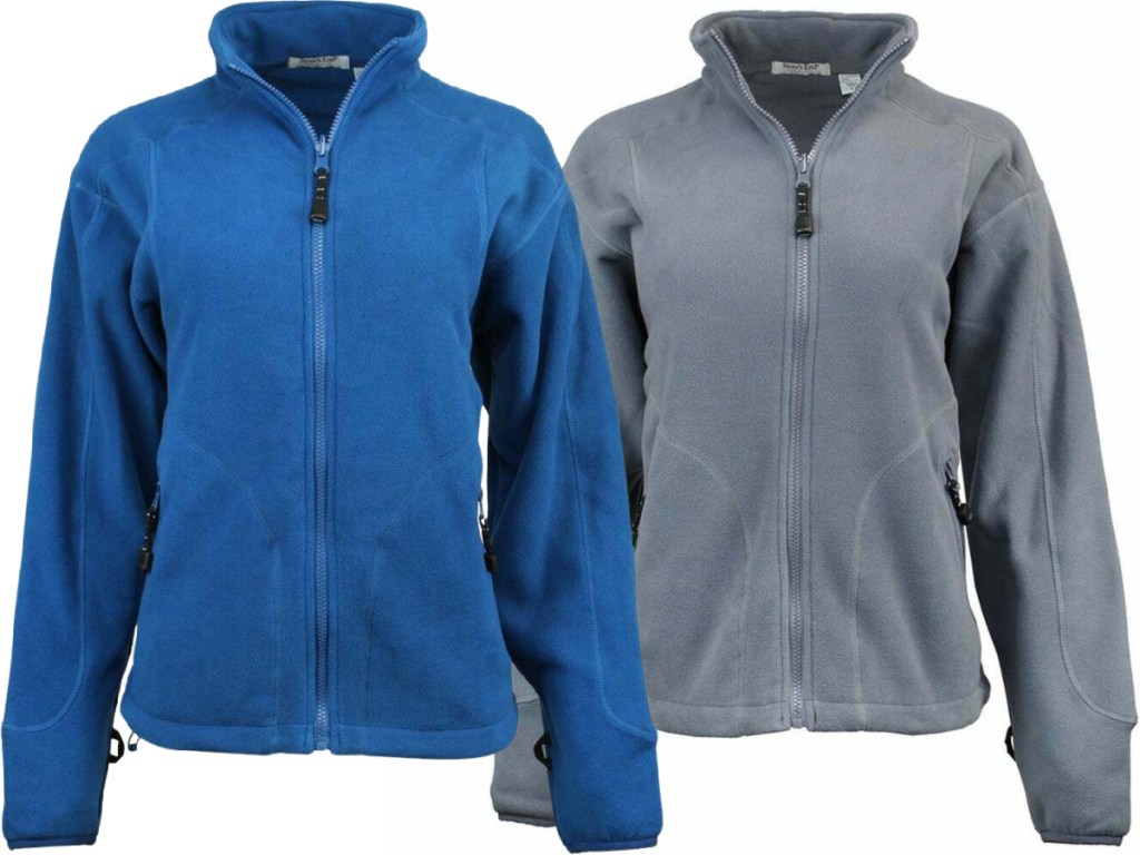 womens blue fleece jacket and gray jacket