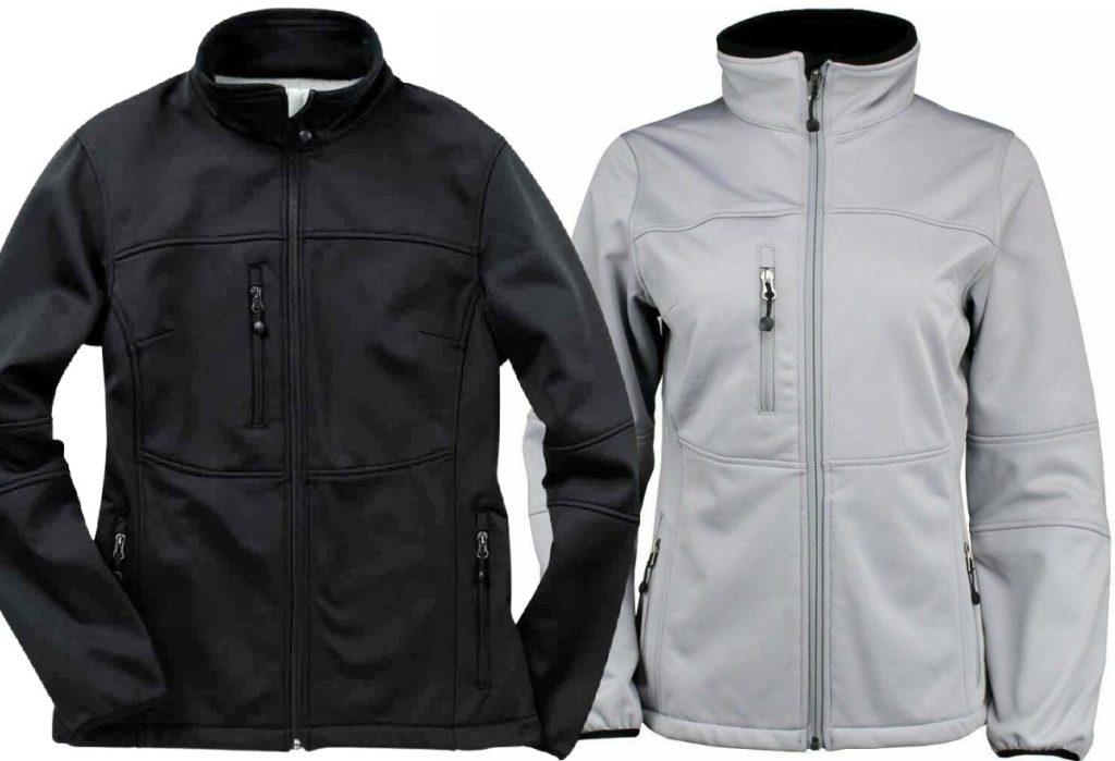 women's black jacket and gray jacket