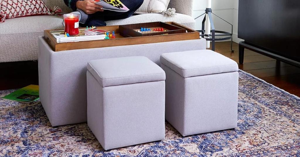 storage bench and ottoman 3 piece set