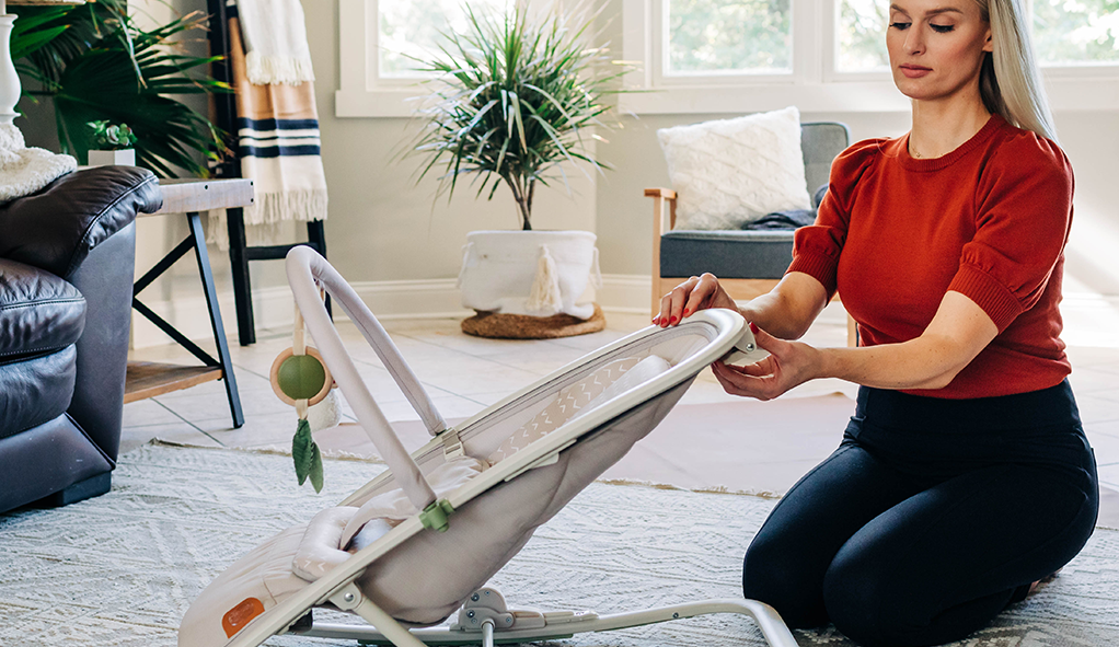 woman folding up a rocker