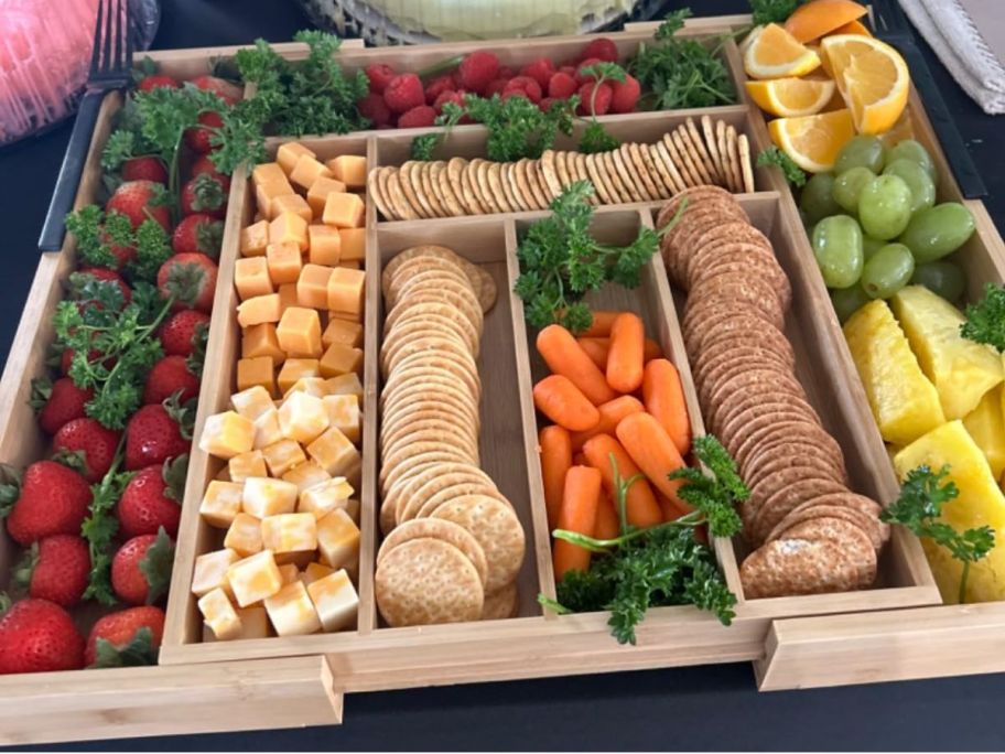 expandable bamboo drawer organizer with fruit