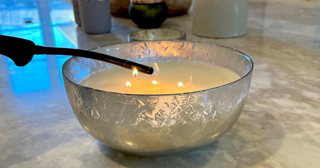 lighter lighting wicks on huge mercury glass aldi candle dupe