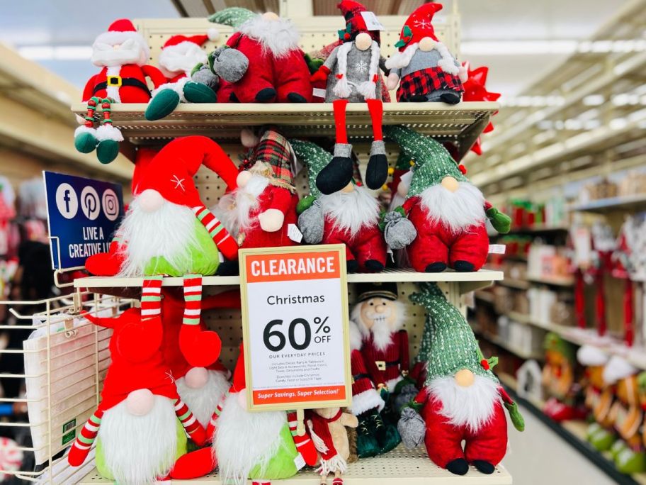 holiday plushes on a store aisle endcap