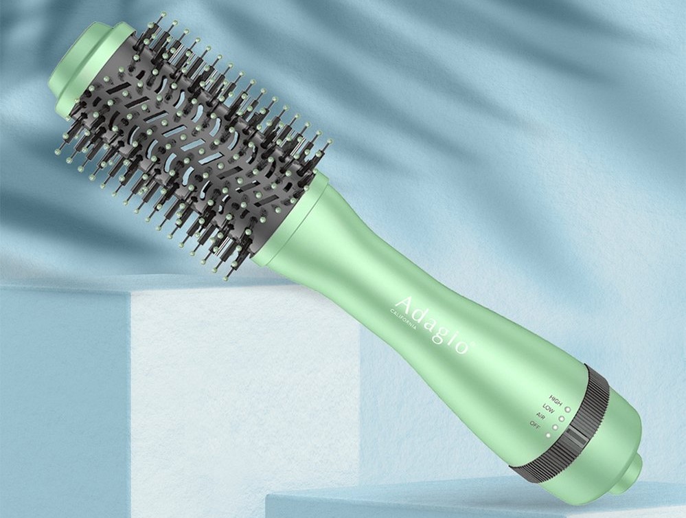 green hair brush