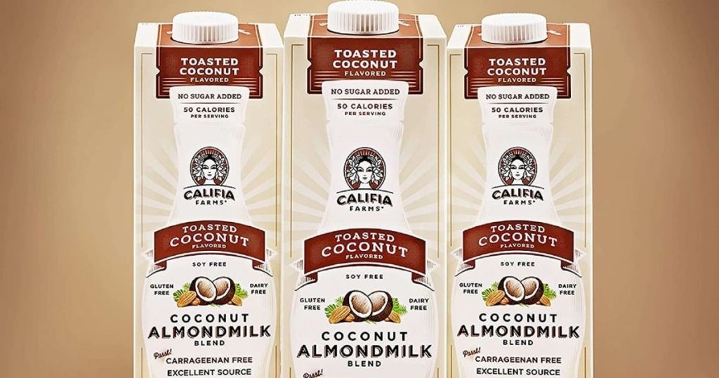 three boxes of Califia Farms Coconut Almond Milk