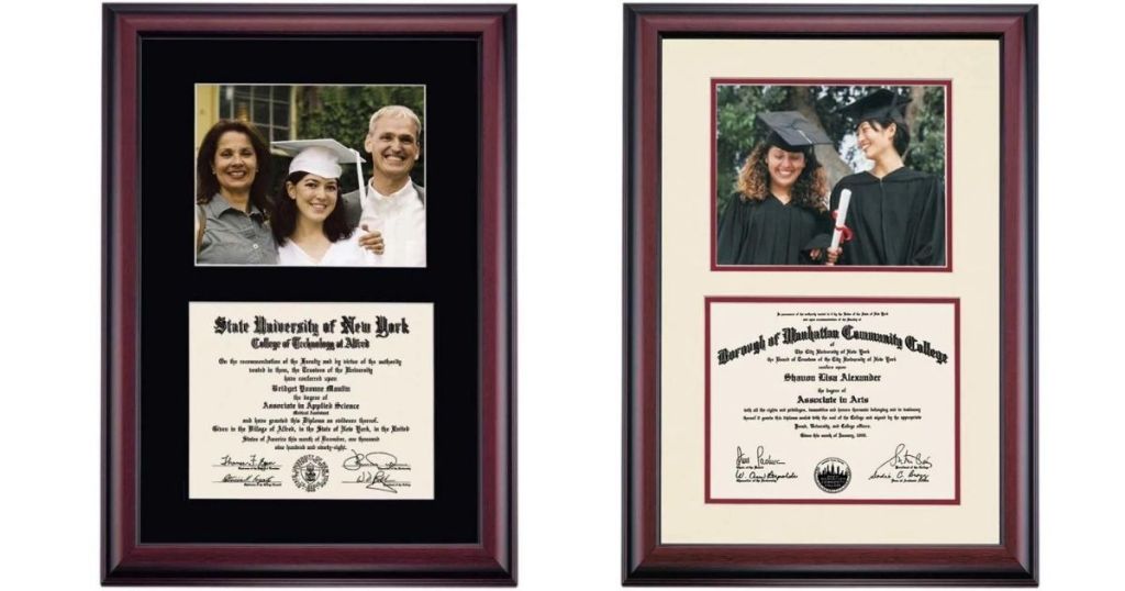 two diploma frames