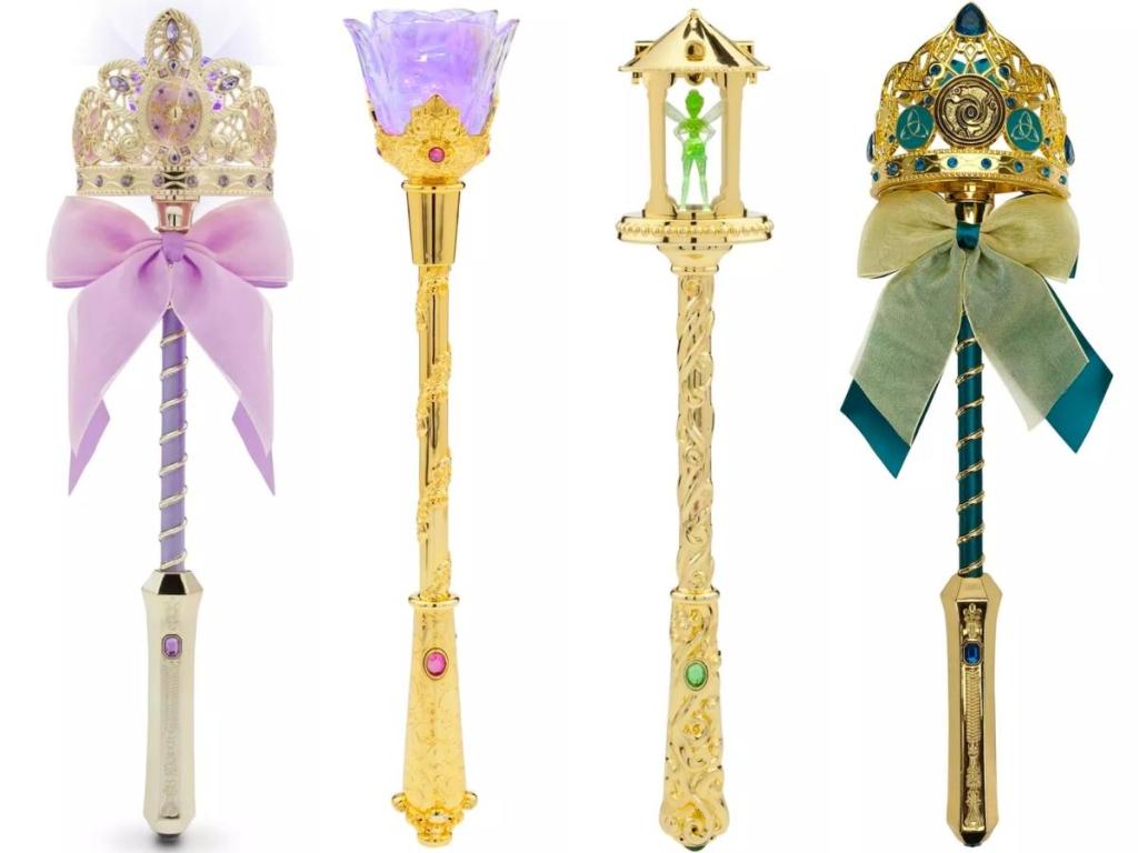 disney princess light up wands for rapunzel, aurora, tinker bell and merida