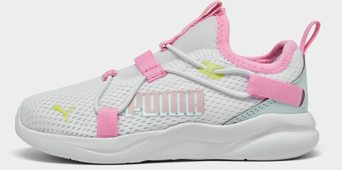 pink and white puma kids toddler shoe