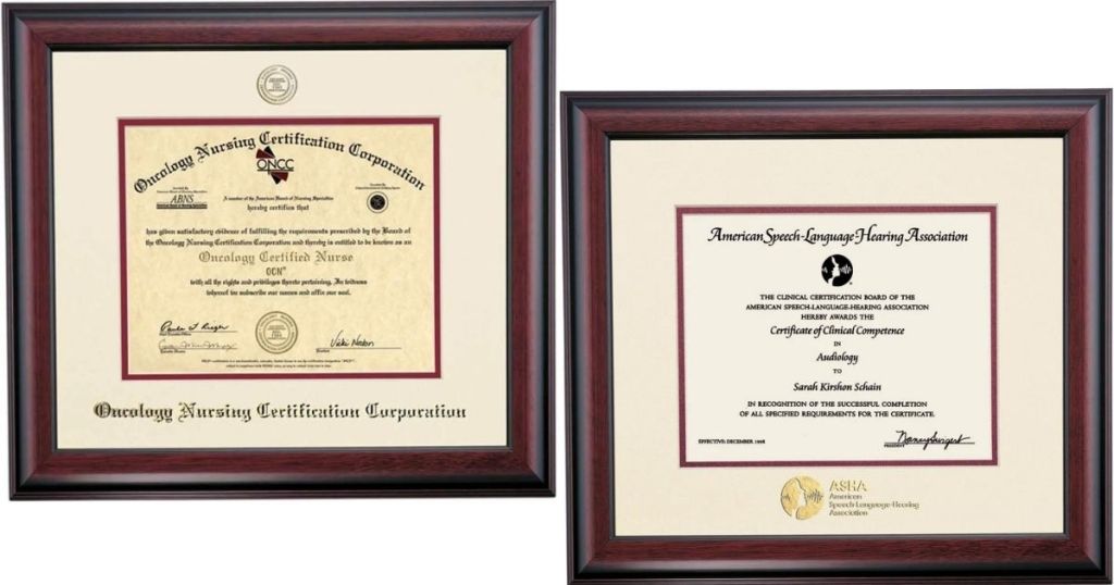 two diploma frames