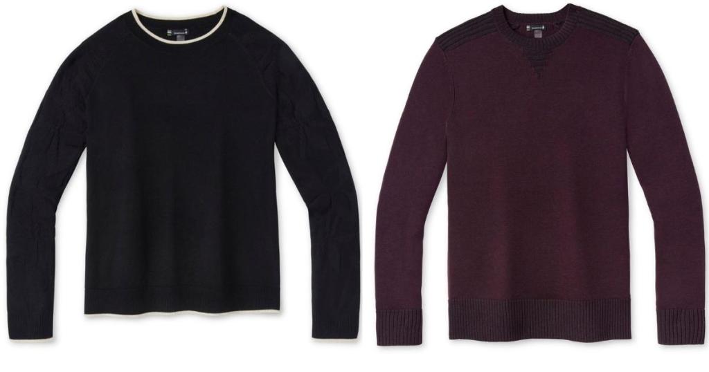 smartwool men's and women's crewneck sweaters