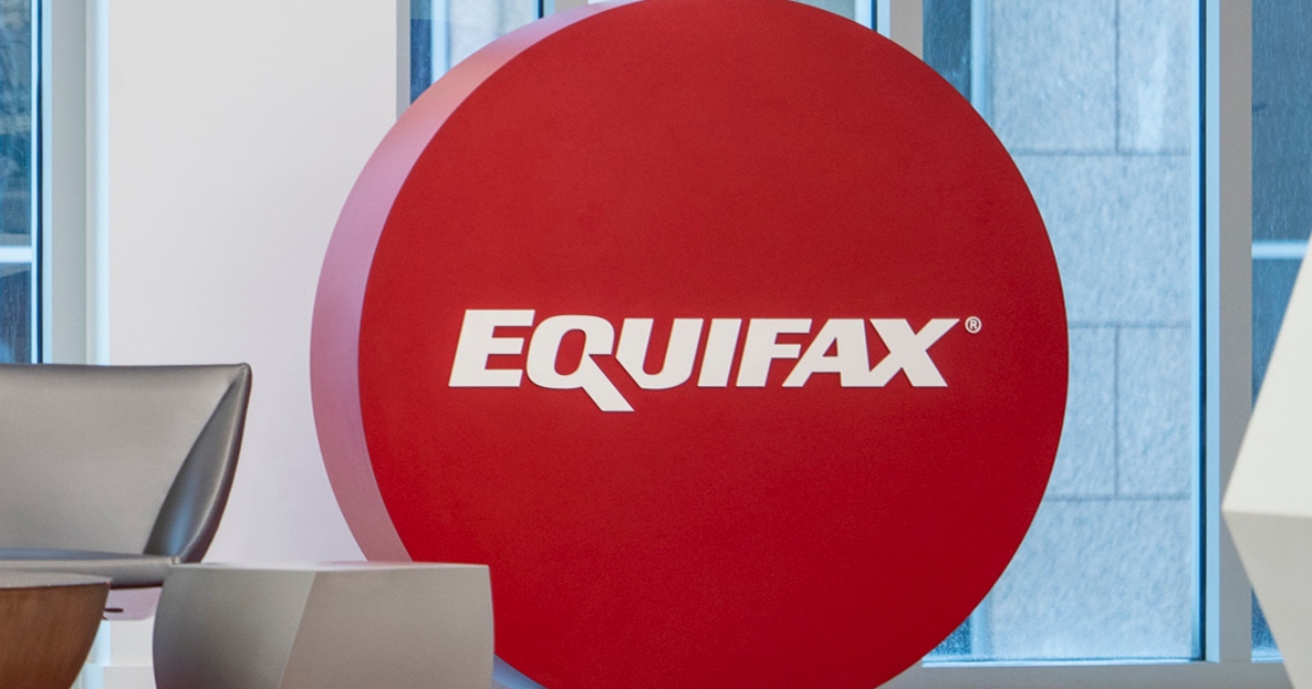 Equifax logo on red background