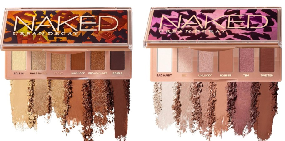 mini urban decay makeup palettes displayed opened