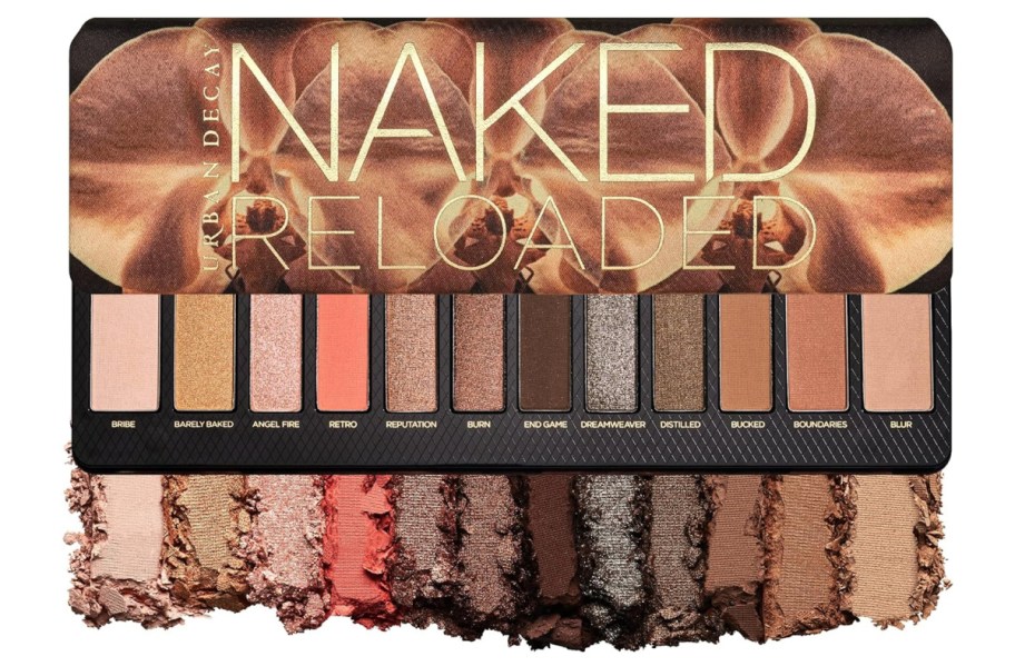 urban decay reloaded makeup palette opened showing each shade