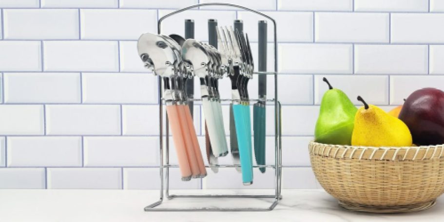 Flatware Set w/ Storage Rack Only $3 on Walmart.online (Reg. $14)