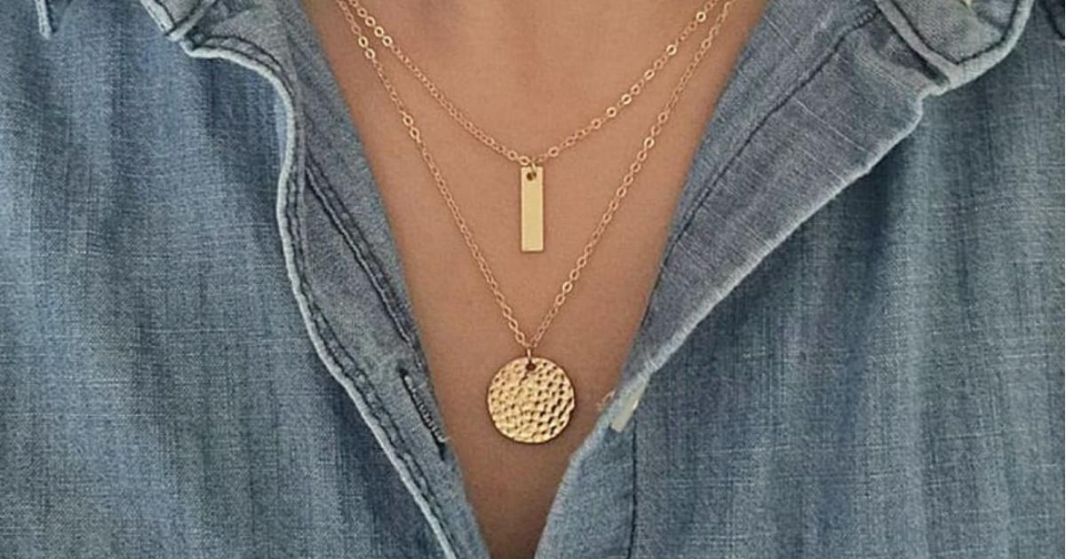 Bar + Hammered Layer Necklace