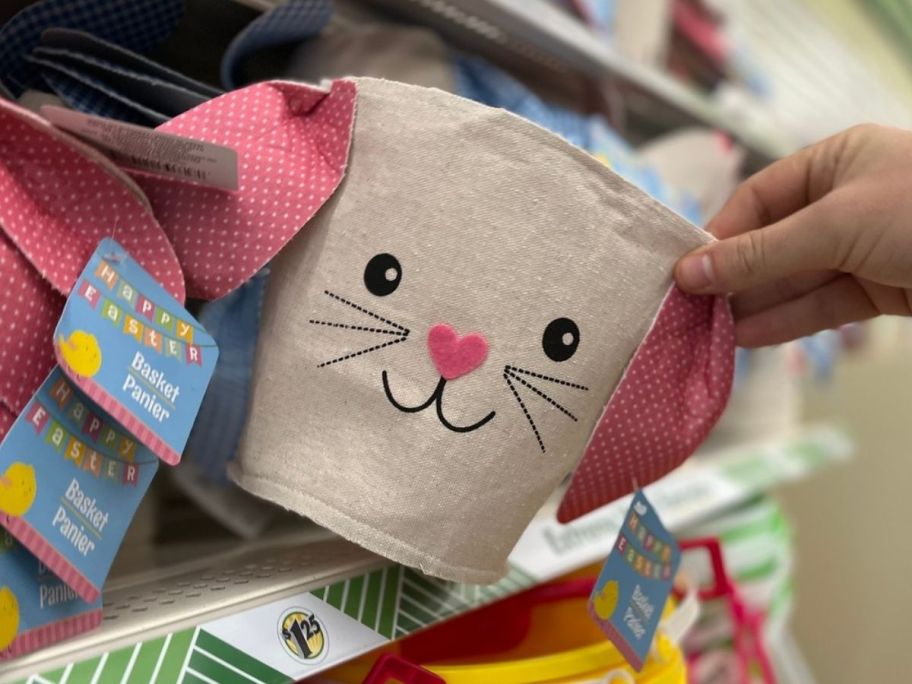 Bunny Easter Basket on shelf at Dollar Tree