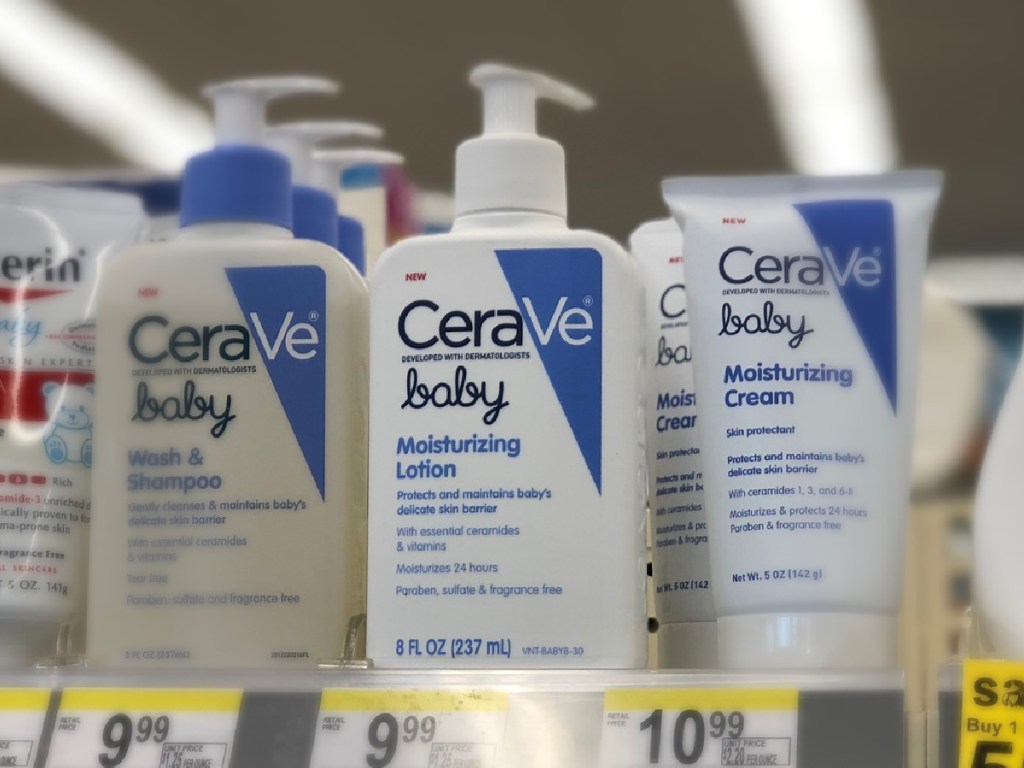 cerave baby lotion bottle on store shelf