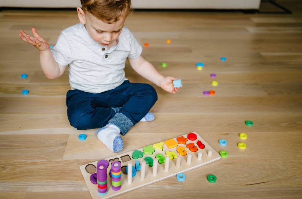 Chuckle & Roar 76-Piece Montessori Shapes & Numbers Learning