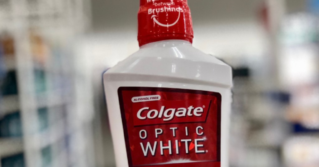 white bottle of mouthwash