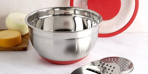 Stainless Steel Mixing Bowl Set w/ 3 Grating & Slicing Inserts Just $16.99 Shipped on Woot.online (Regularly $30)