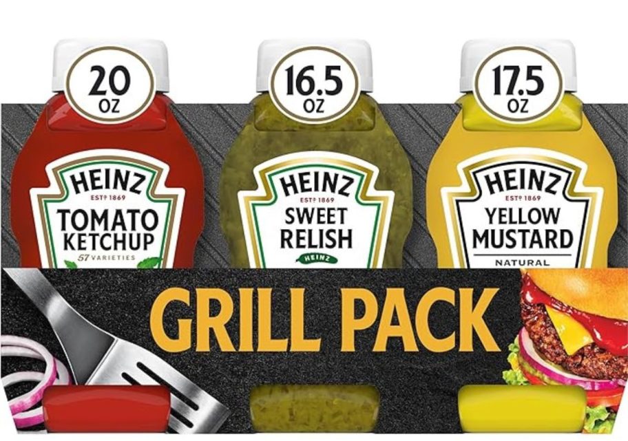 Heinz Tomato Ketchup, Relish, and Mustard Picnic Pack, 3 Count stock image