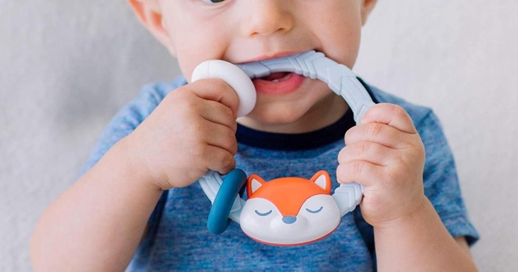 Itzy Ritzy Silicone Teether with Rattle Fox