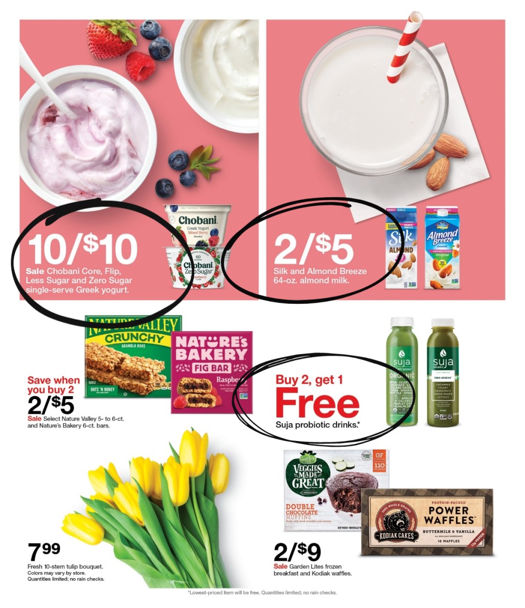 Target ad page with deals circled