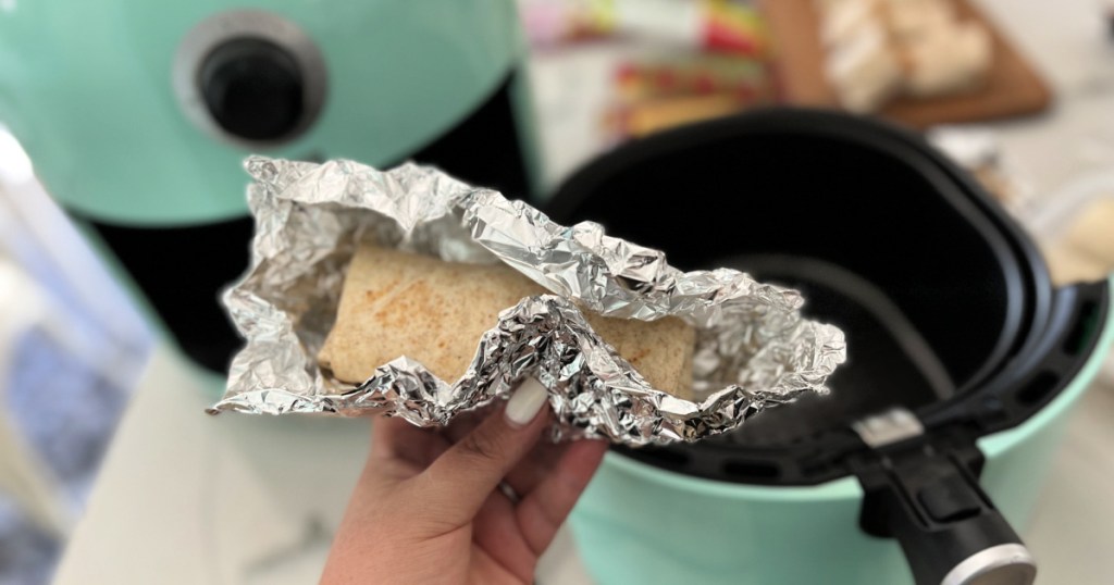 air frying a burrito