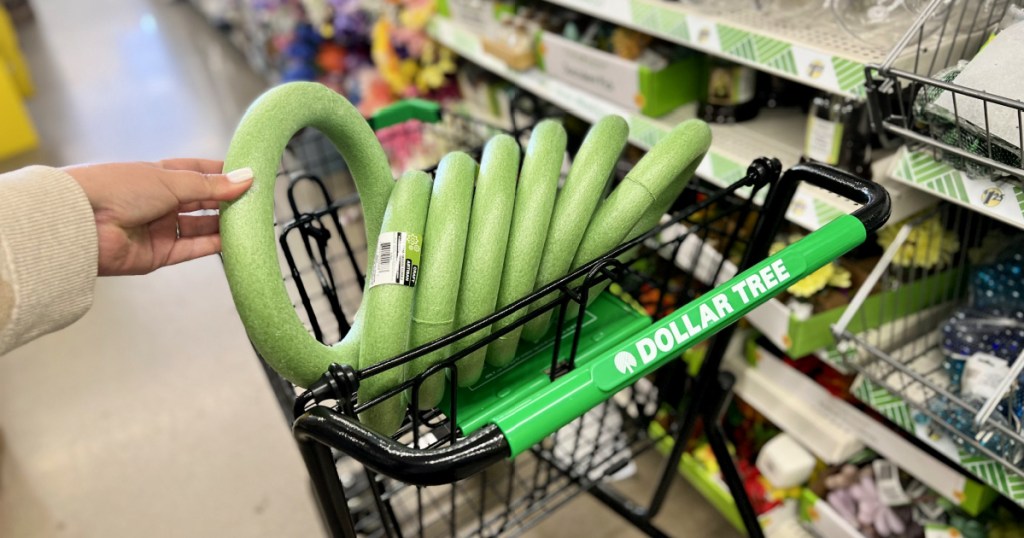 cart full of dollar tree floral wreath rings