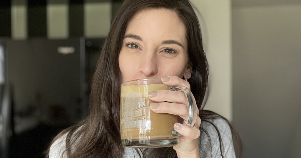 woman drinking coffee