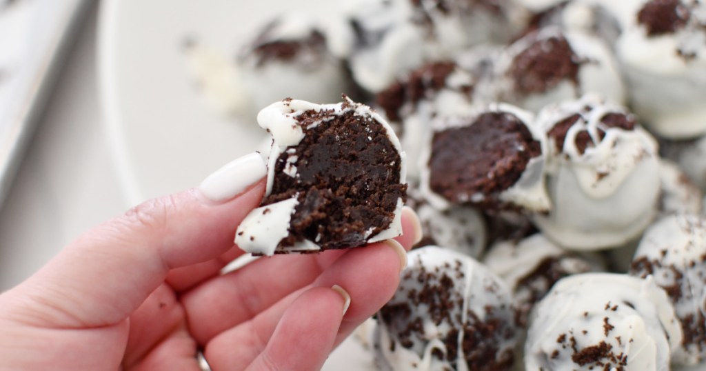 inside of an oreo ball cut in half