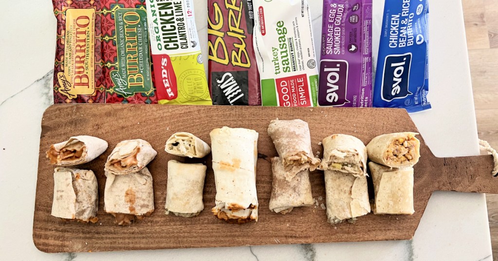 row of frozen burritos